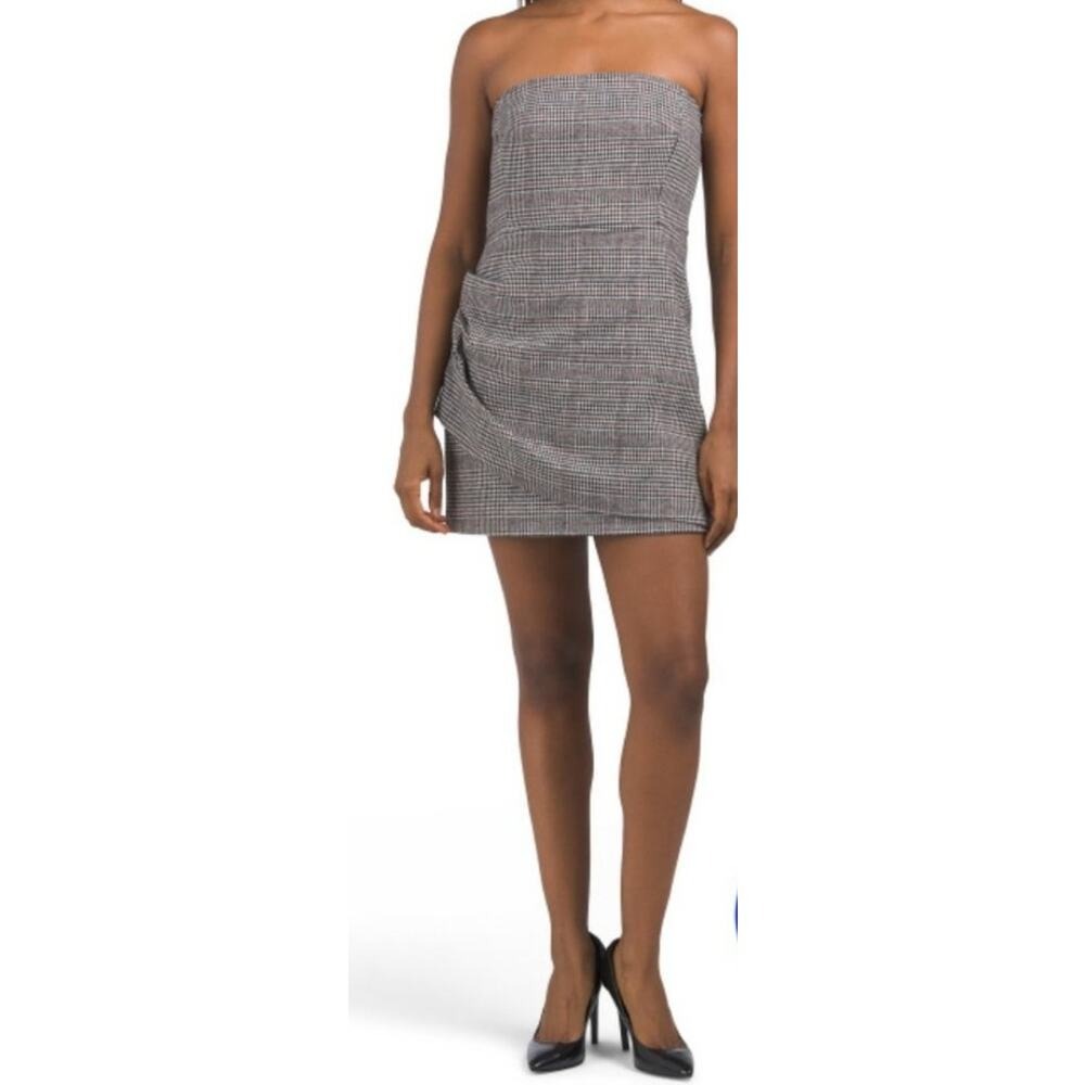 House of Harlow 1960‎ Plaid Strapless Ruched Mini Dress